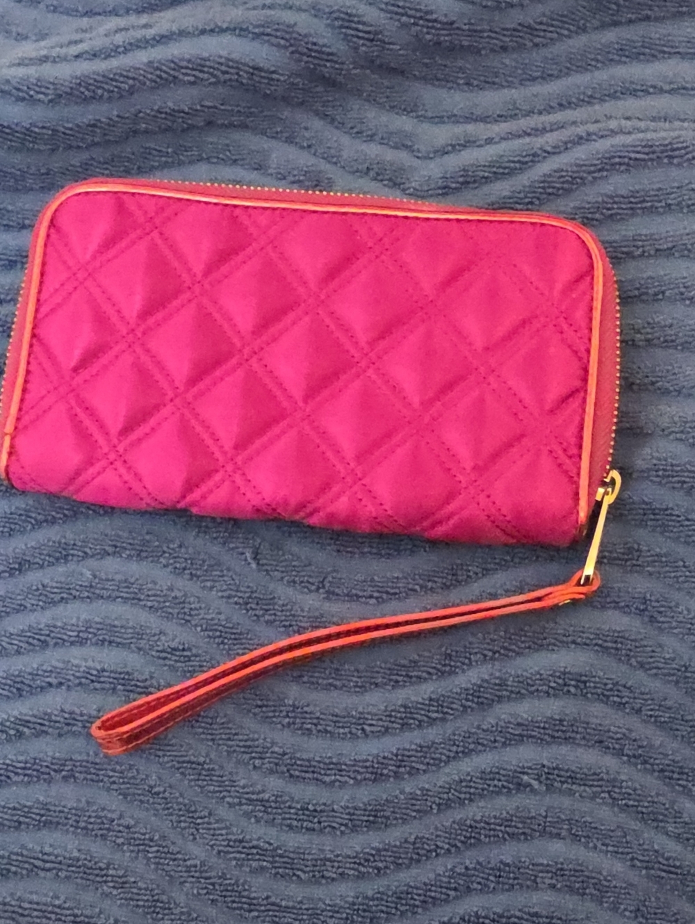 Marc by Marc Jacobs Quilted Fuchsia Wristlet with Orange Trim